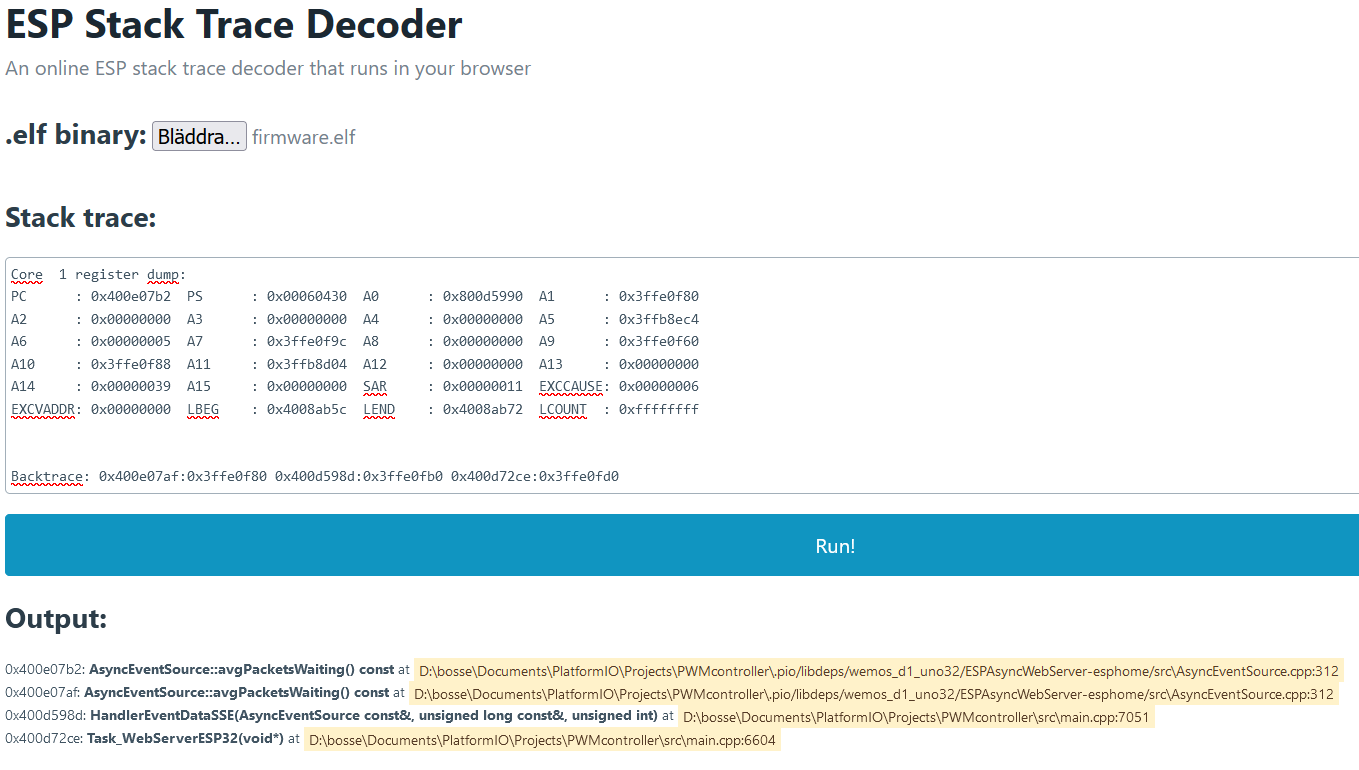 Stack-Trace processing